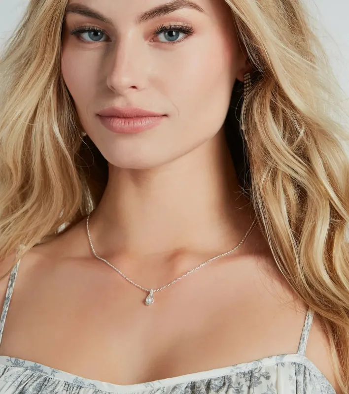 Elegant Aura Dainty Rhinestone And Pearl Necklace sold by Windsor