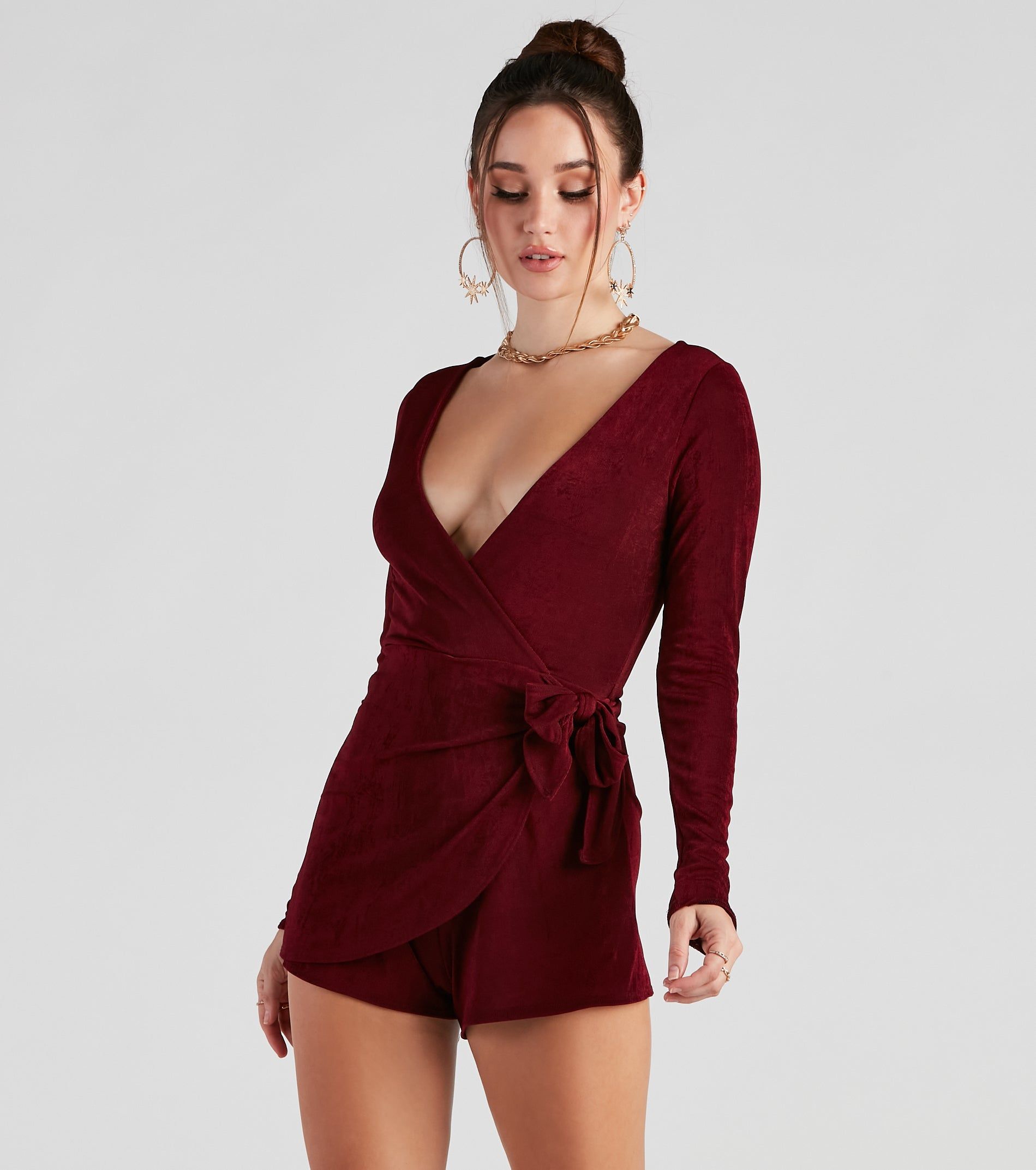 Sultry Treat Surplice Wrap Romper sold by Windsor product image thumbnail 3
