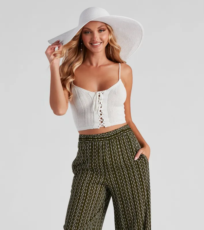 Knit Girl Lace-Up Sweater Tank Top sold by Windsor