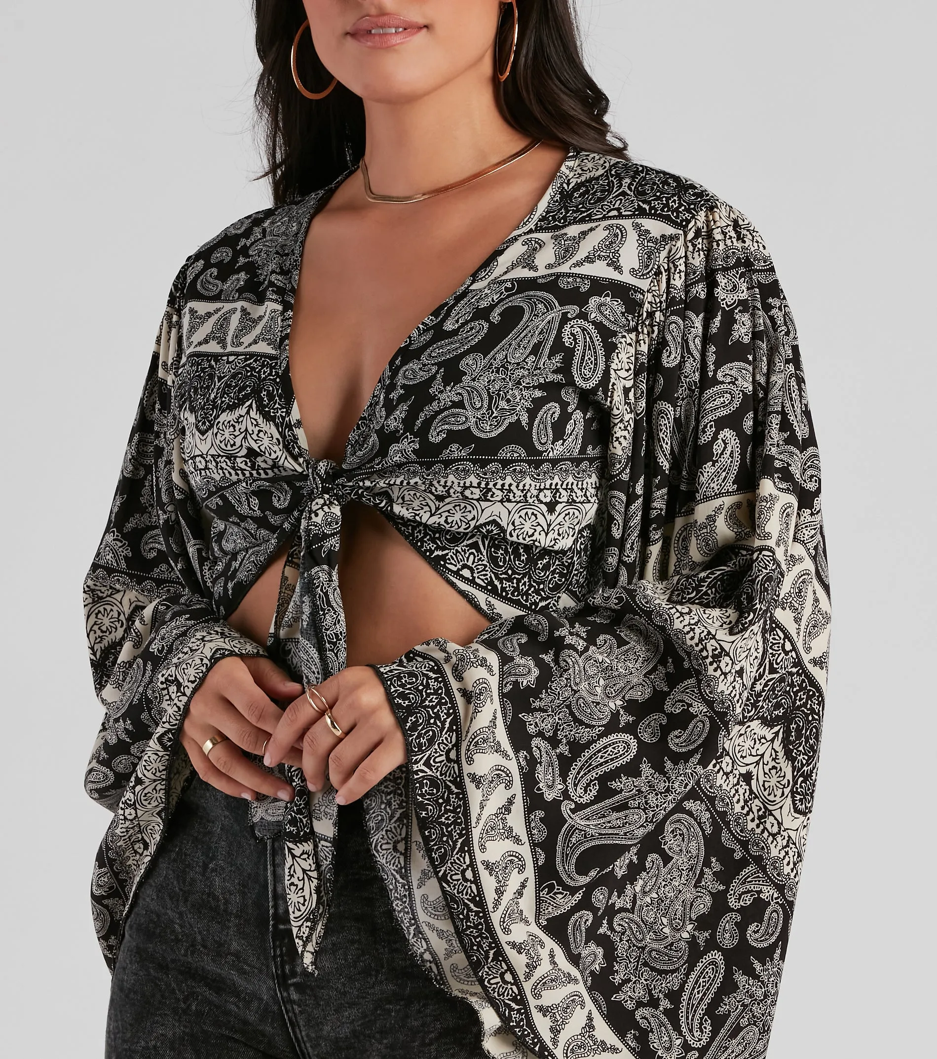So Breezy Paisley Tie-Front Top sold by Windsor product image thumbnail 4