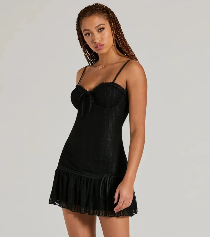 Tempting Allure Sweetheart A-Line Lace Mini Dress sold by Windsor