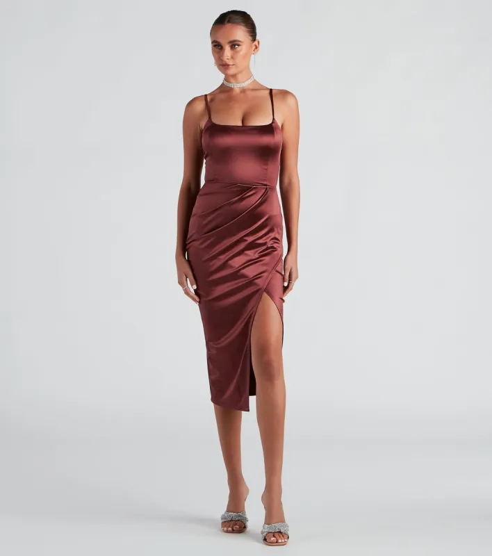 Cocktail Glam Satin Midi Dress sold by Windsor