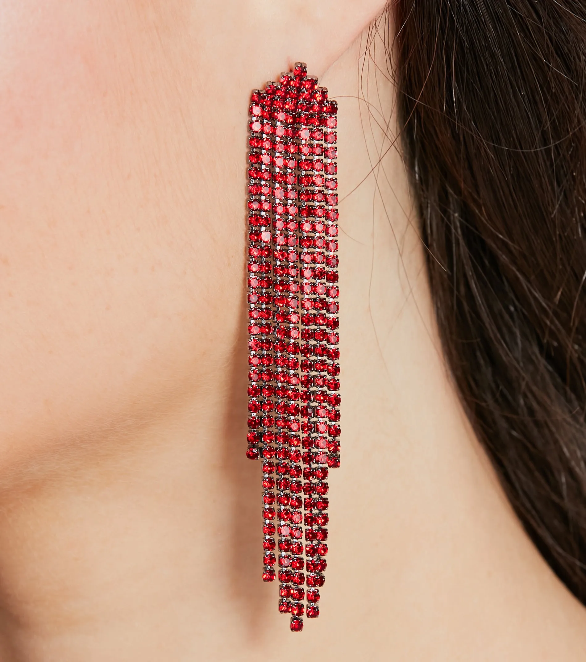 Haute Style Rhinestone Fringe Earrings sold by Windsor product image thumbnail 2