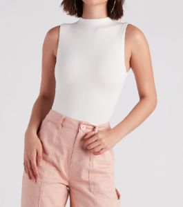 Smooth Silhouette Mock Neck Bodysuit sold by Windsor