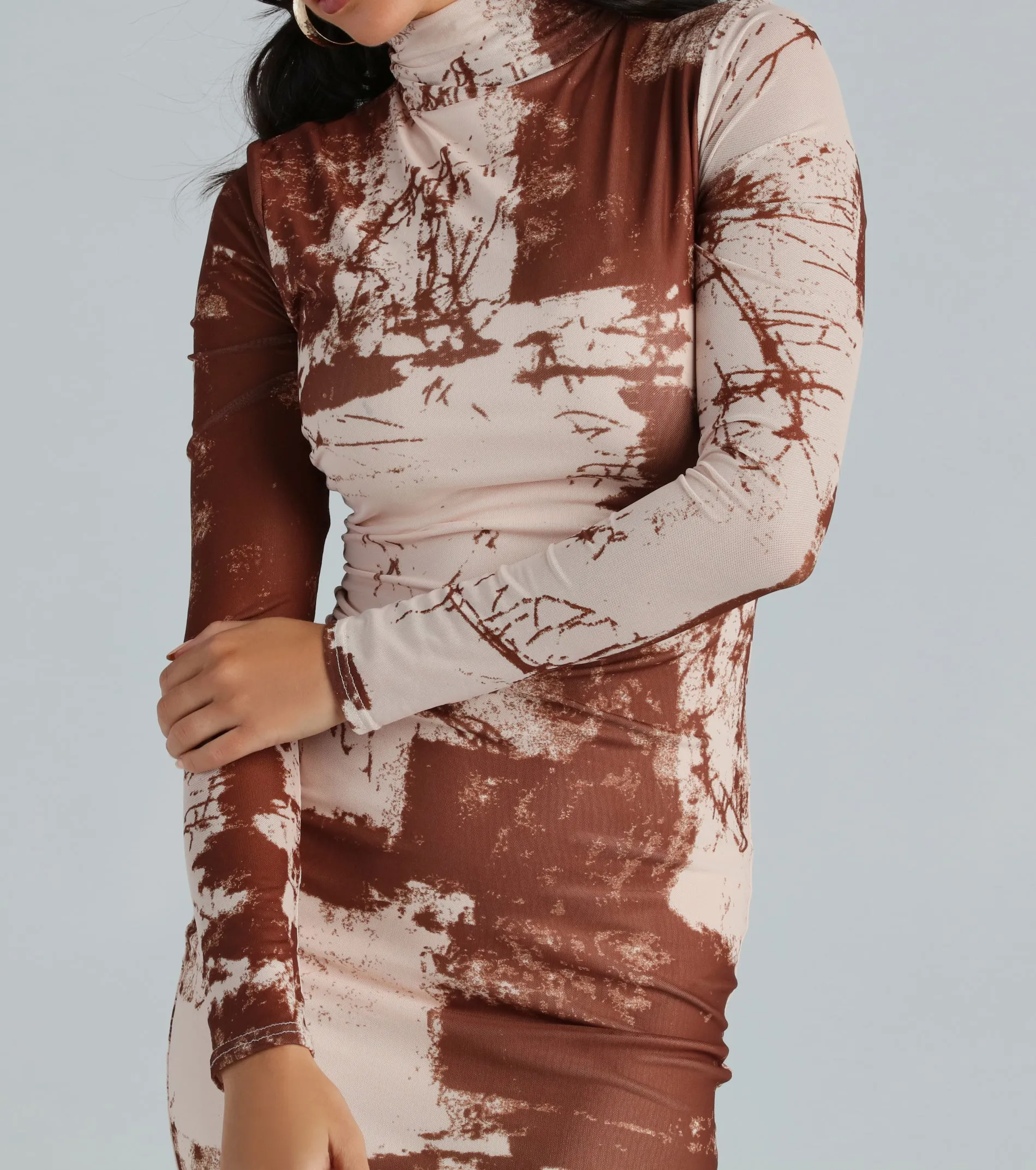 Abstract Moment Mesh Mock Neck Midi Dress sold by Windsor product image thumbnail 4