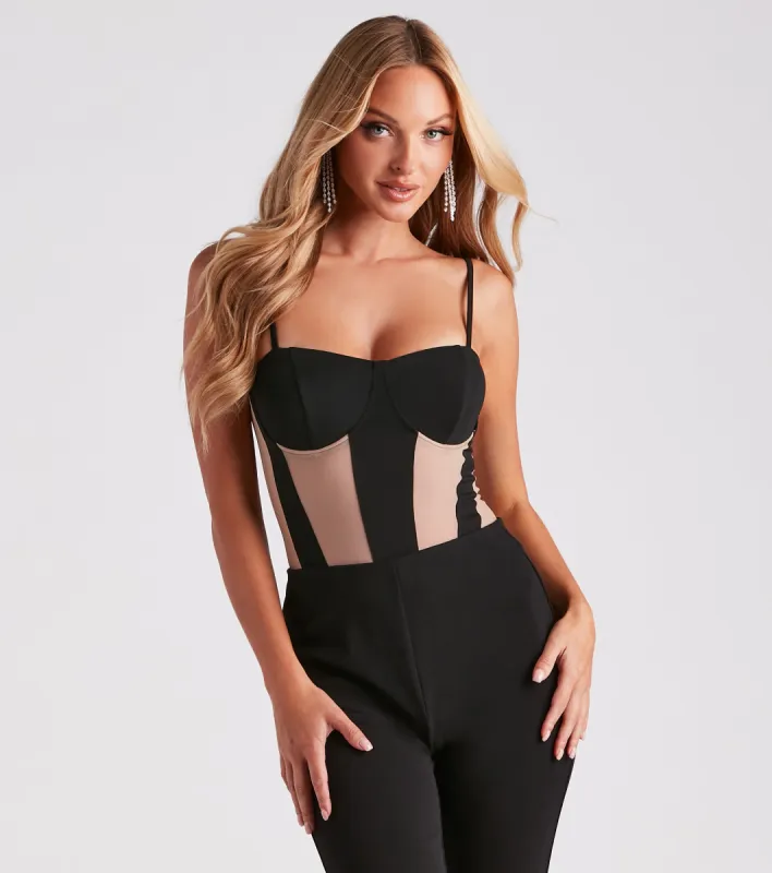 Chic Illusion Contrast Mesh Bodysuit sold by Windsor