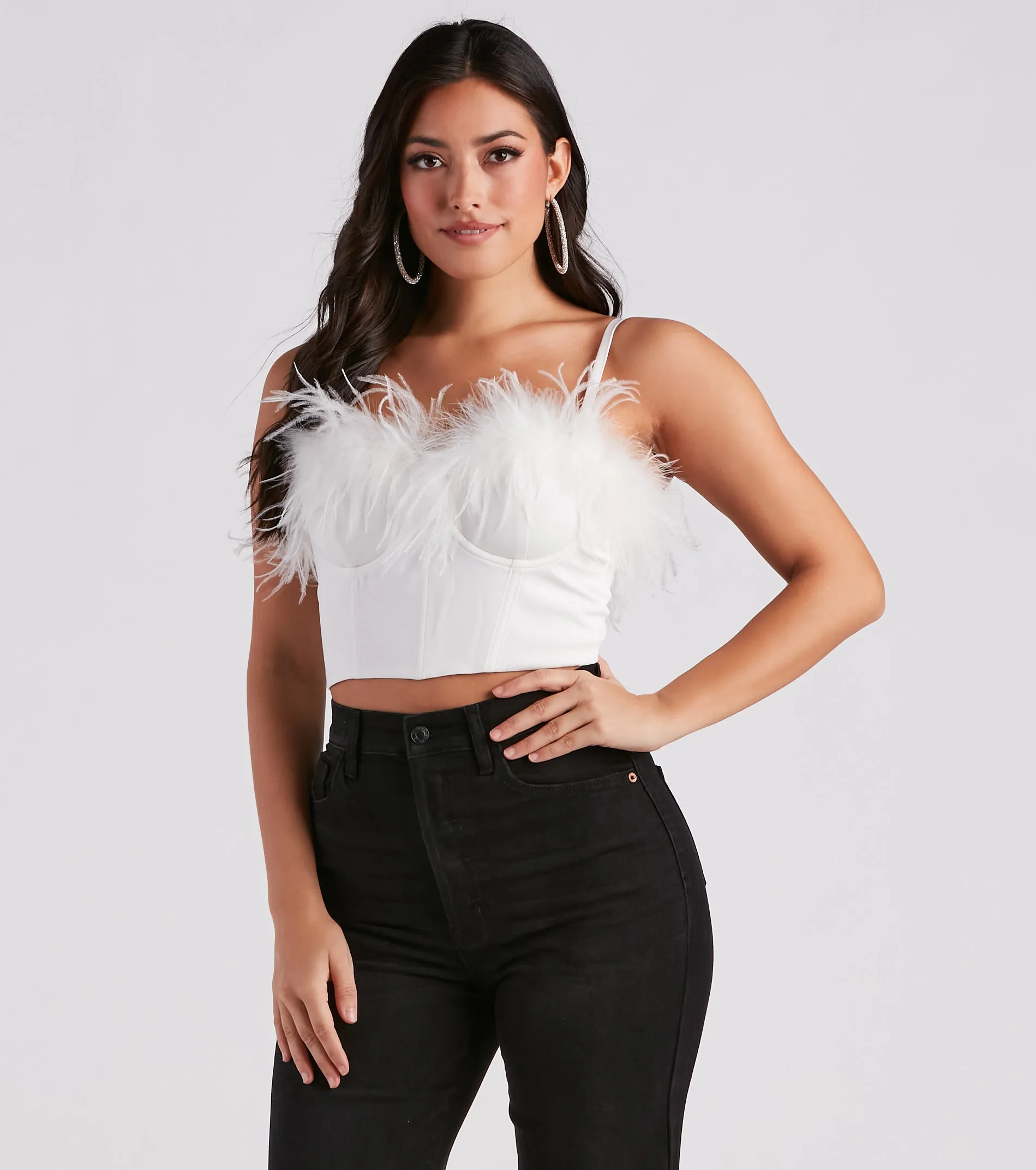 CLEARANCE - So Fine Marabou Trim Corset sold by Windsor