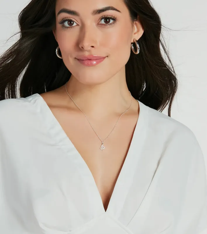 Sassy Flex Sterling Silver Plated Snake Charm Necklace sold by Windsor