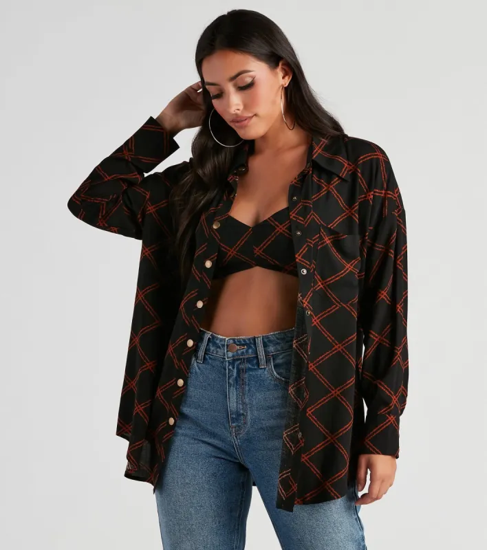 All The Trendy Vibes Button-Up Top sold by Windsor