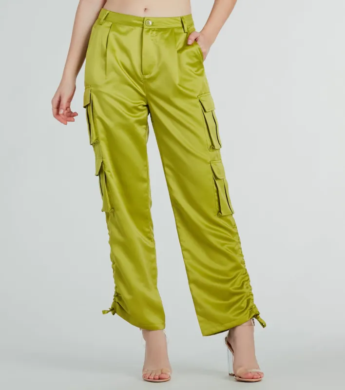 Trendy Babe Satin Cargo Pants sold by Windsor