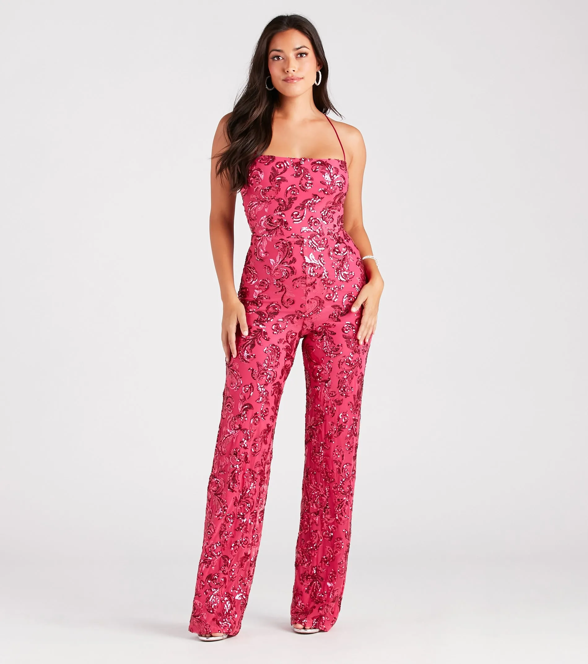 CLEARANCE - Radiate In Sequins Lace-Up Jumpsuit sold by Windsor