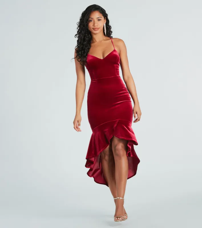 Feeling Sultry Velvet Mermaid Midi Dress sold by Windsor