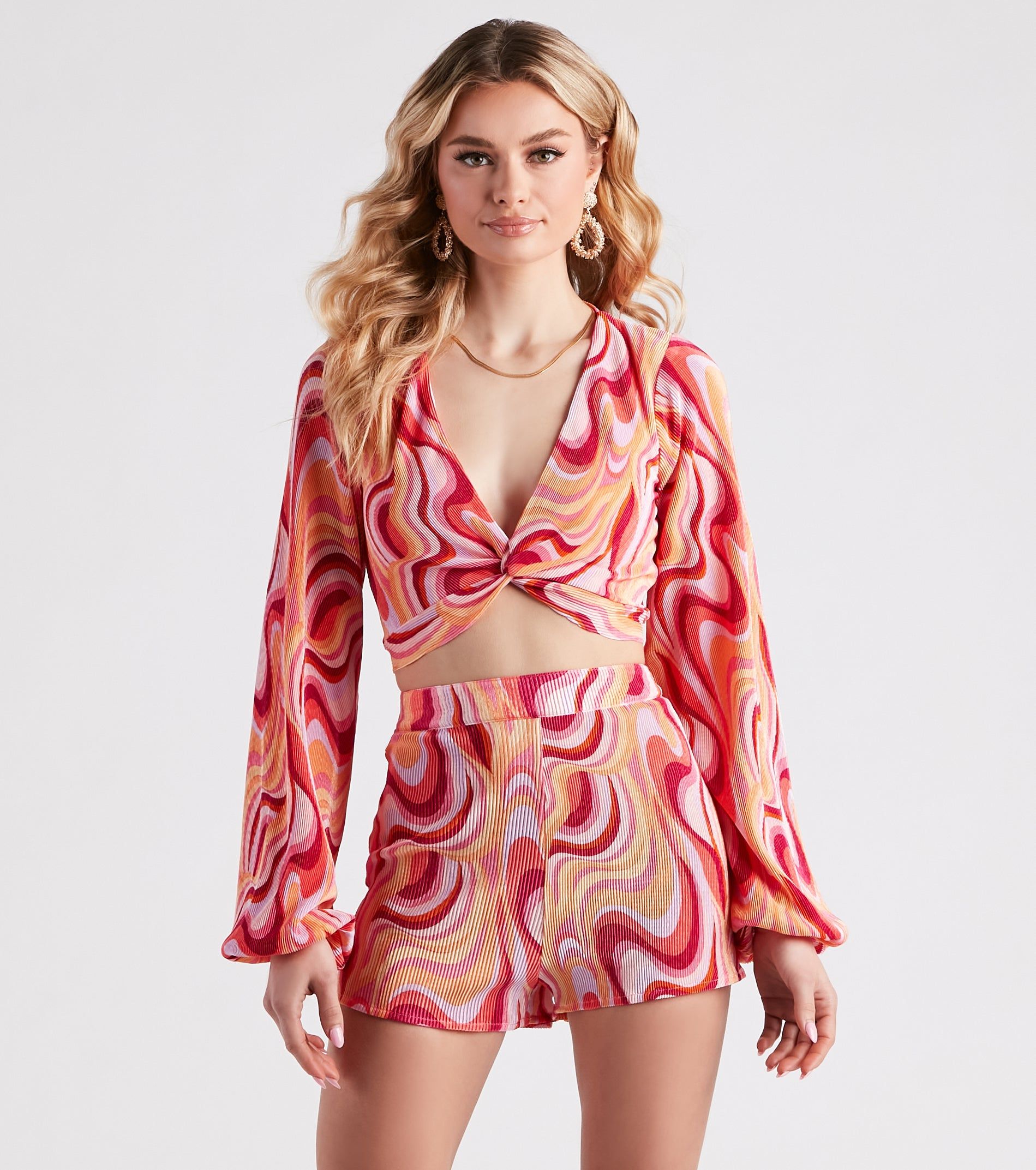 So Retro Swirl Print Crop Top sold by Windsor