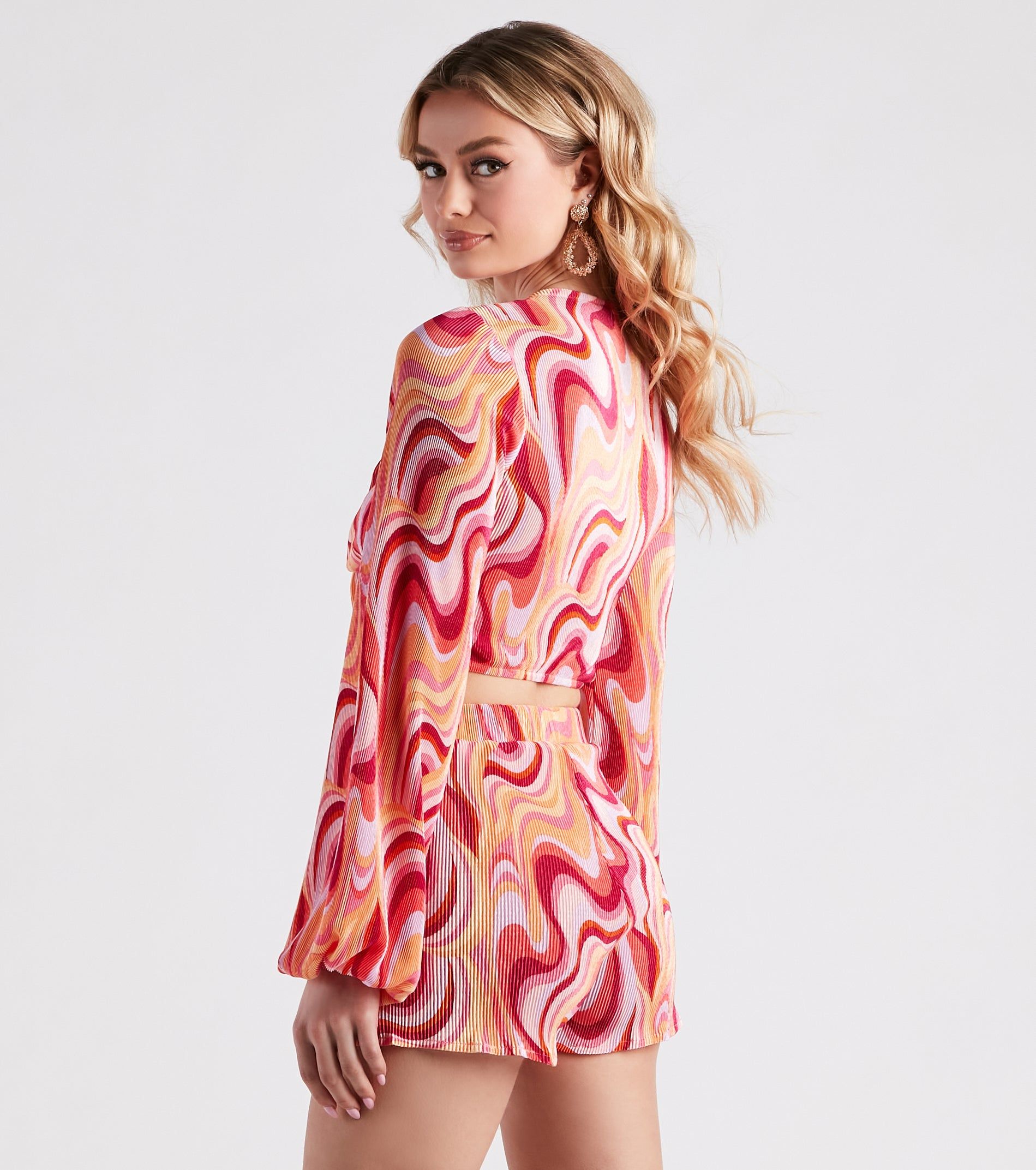 So Retro Swirl Print Crop Top sold by Windsor product image thumbnail 2