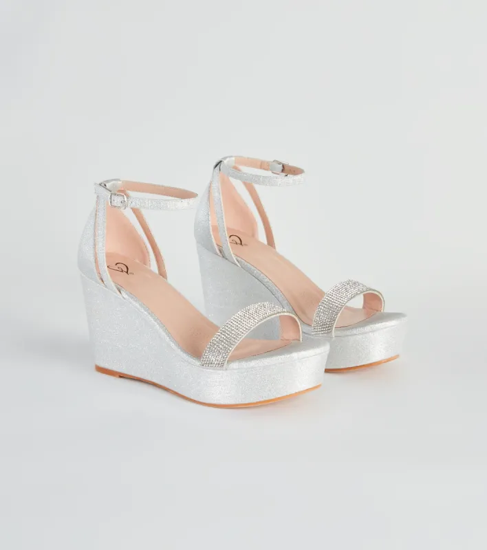 Cue The Glitter Rhinestone Platform Wedges sold by Windsor