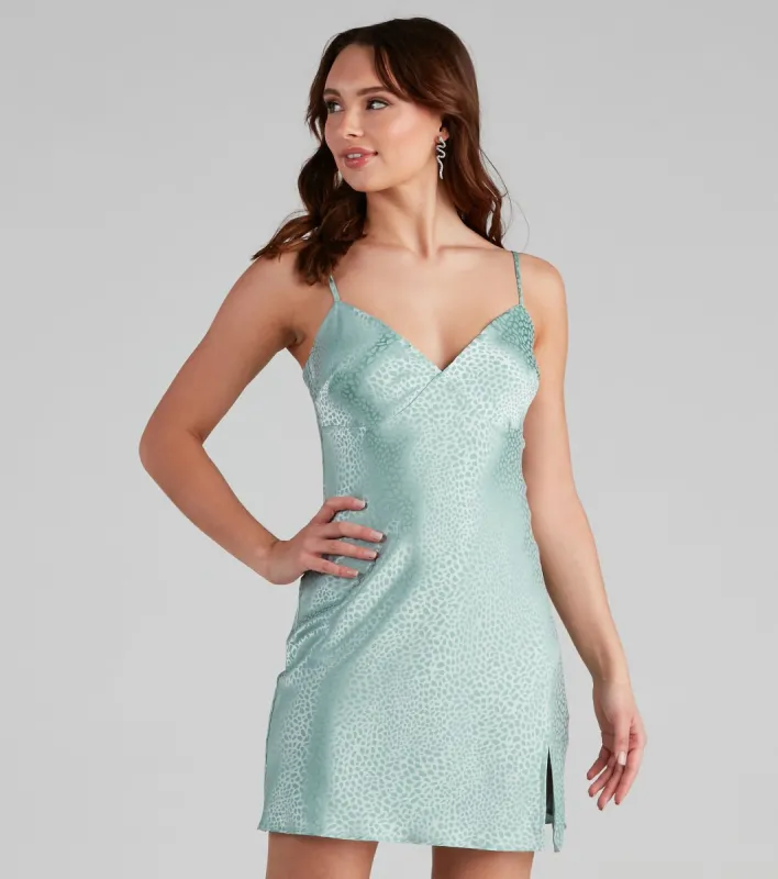 Jungle Queen Leopard Satin Slip Dress sold by Windsor