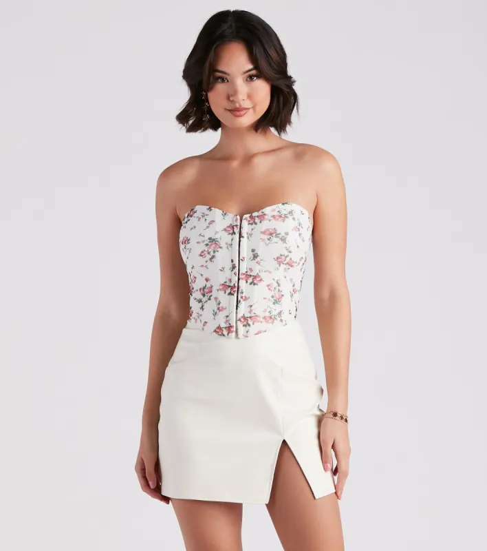 Floral Daydream Mesh Crop Bustier sold by Windsor