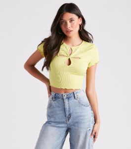 Flirt Factor Cutout Crop Tee sold by Windsor
