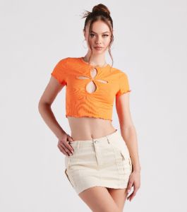 Flirt Factor Cutout Crop Tee sold by Windsor