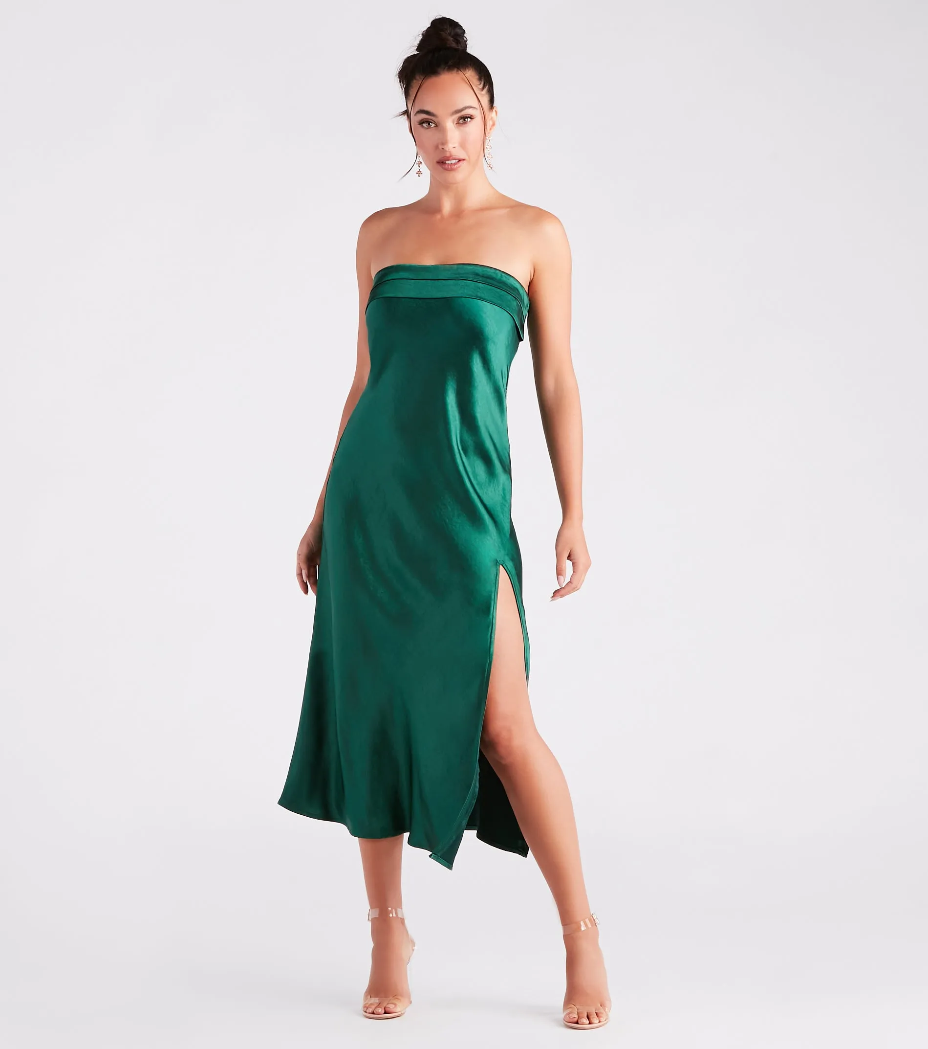Silky And Chic Satin Midi Slip Dress sold by Windsor