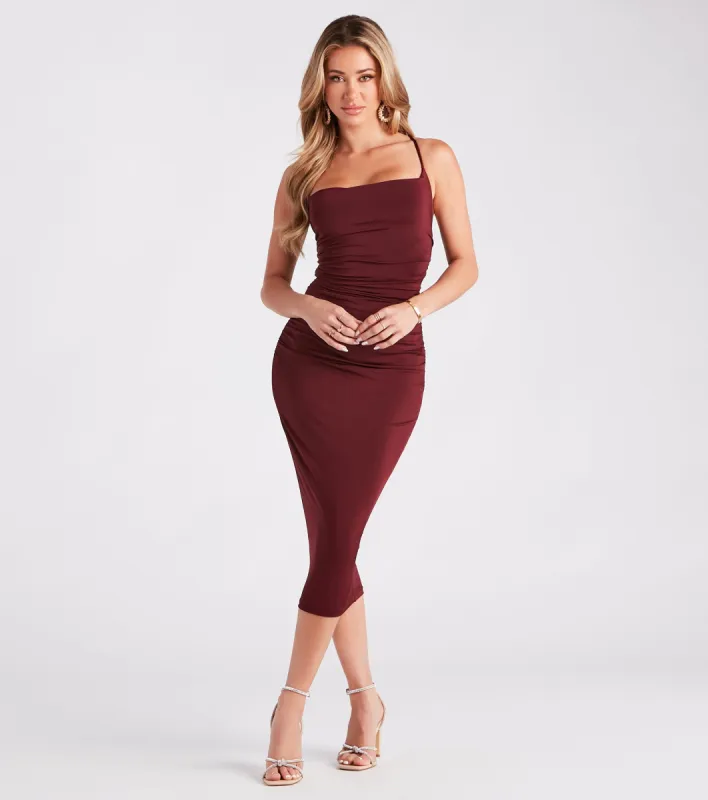 Stunning Silhouette Lace-Up Bodycon Midi Dress sold by Windsor
