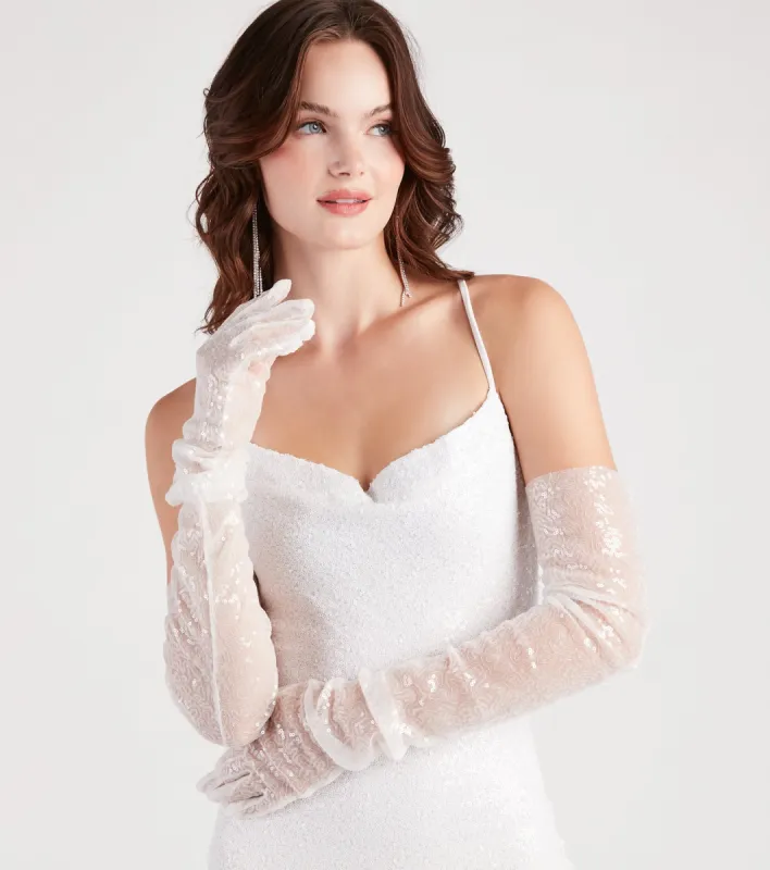 Reigning Sparkle Sequins Long Gloves sold by Windsor