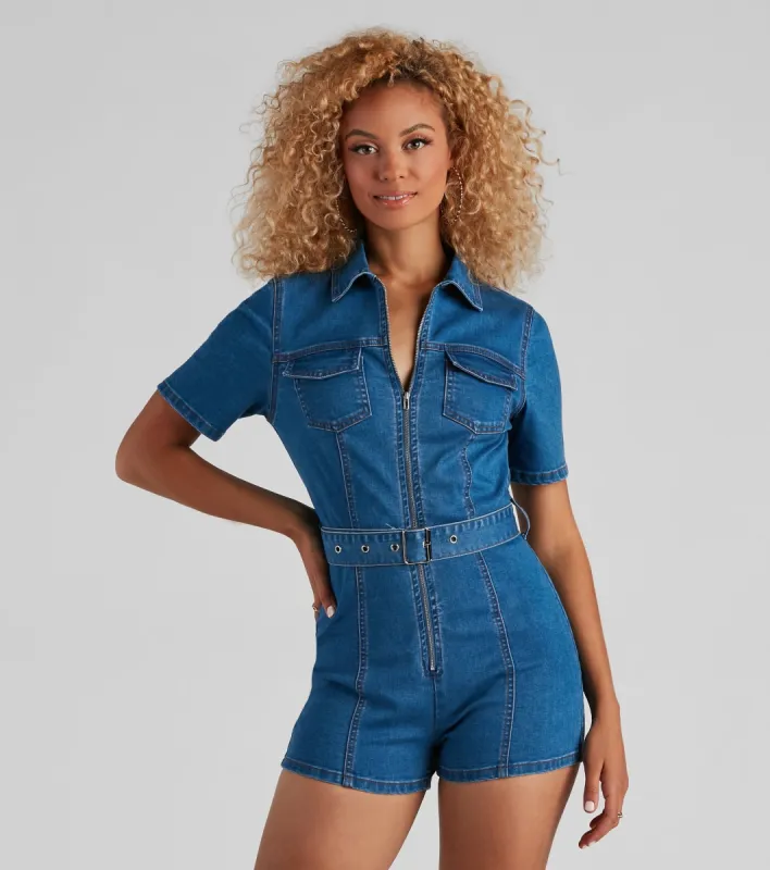 Jean Spirit Utility Denim Romper sold by Windsor