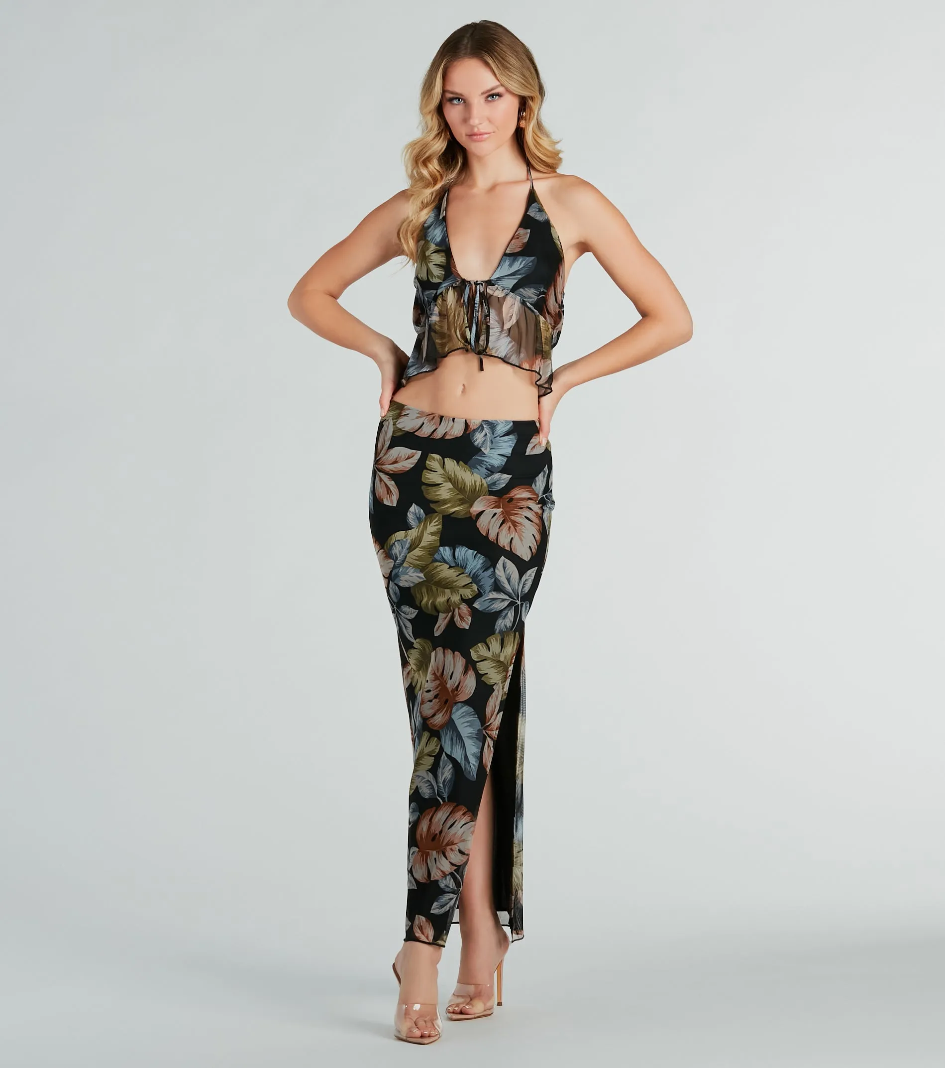Gorgeous Getaway Tropical Print Maxi Skirt sold by Windsor