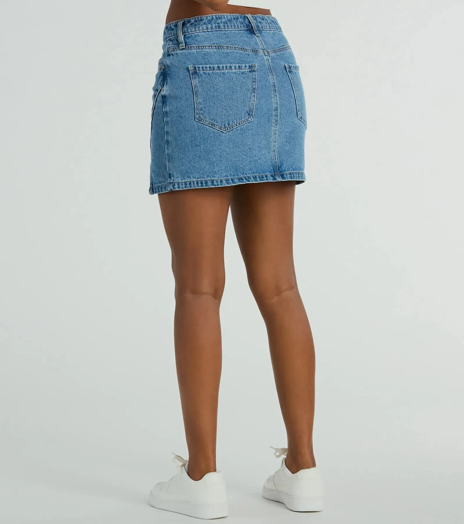 Playfully Perfect High Rise Slit Mini Denim Skirt sold by Windsor product image thumbnail 3