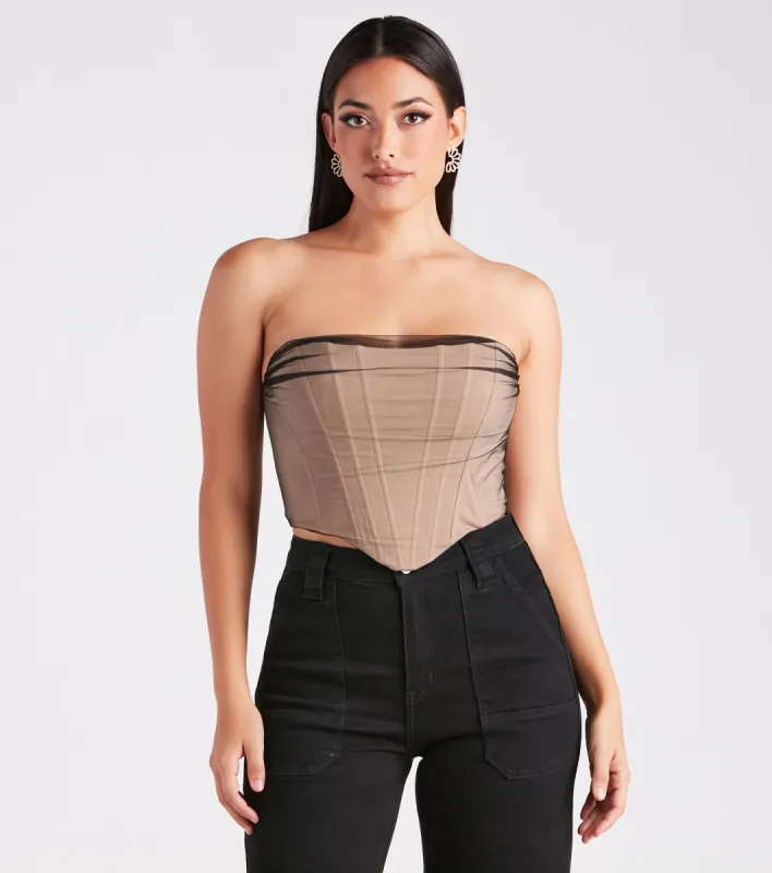 CLEARANCE - Having A Moment Ponte Tulle Corset Top sold by Windsor