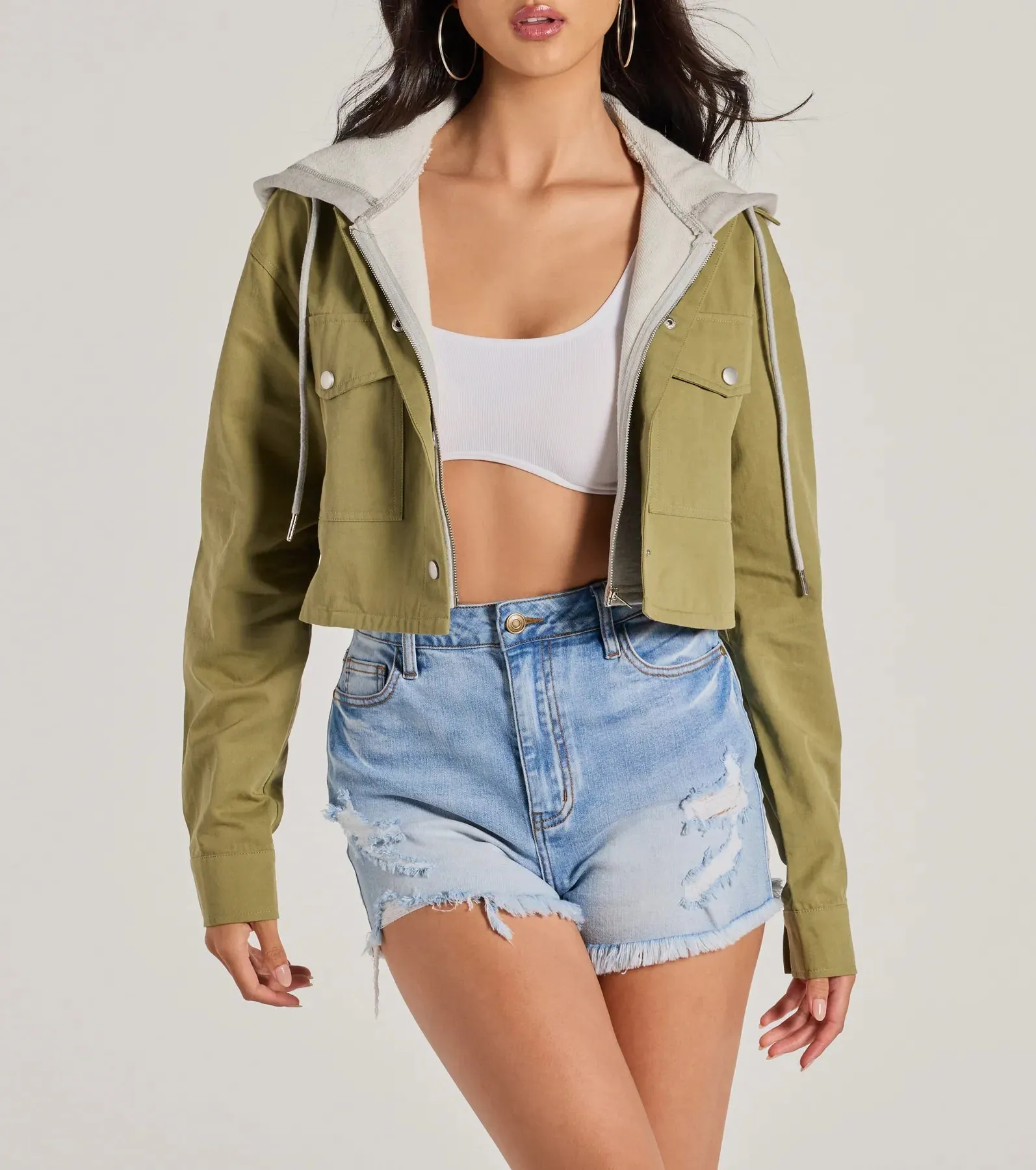 Cozy And Cool Twill Layered Hoodie Jacket sold by Windsor product image thumbnail 4