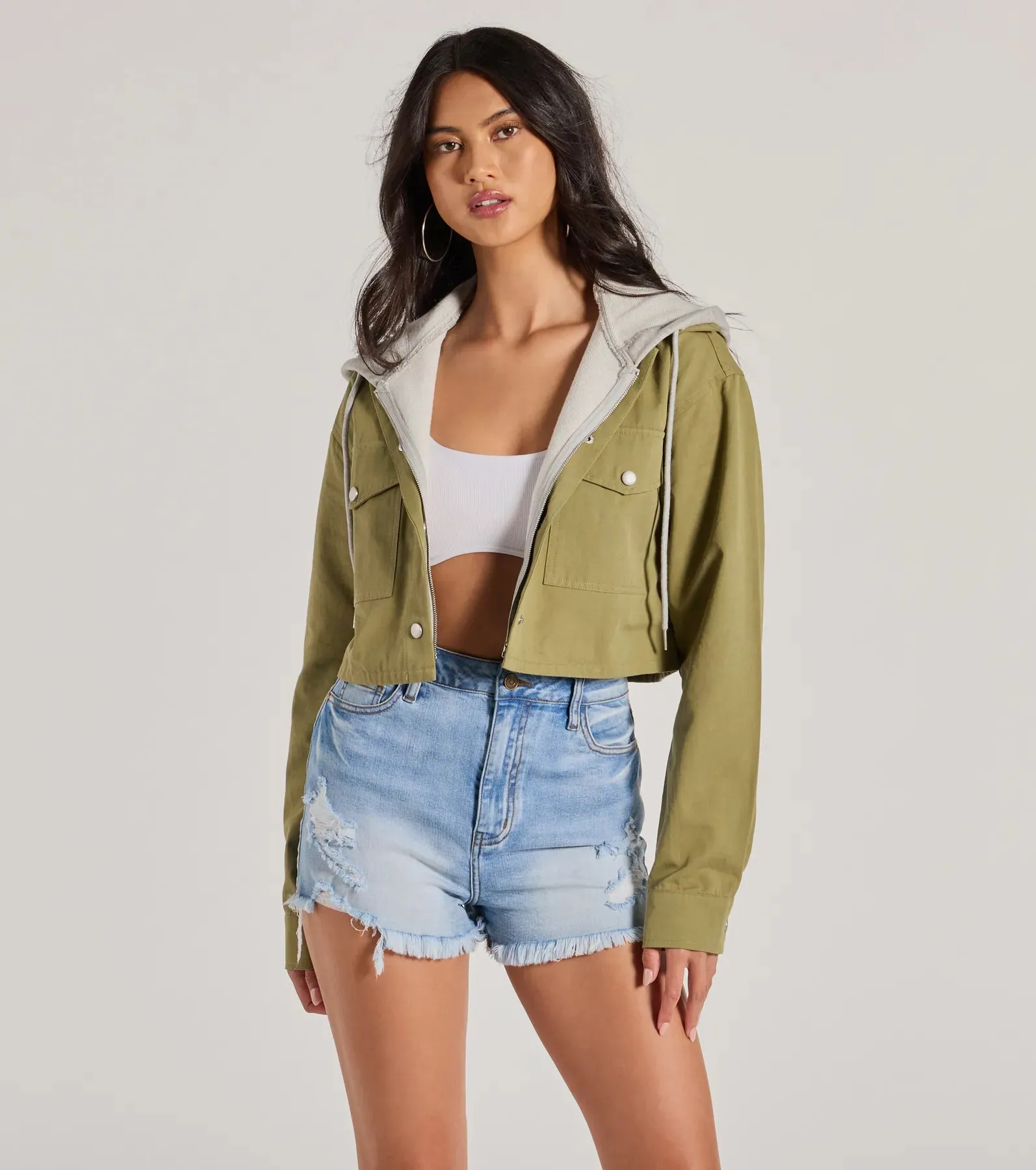 Cozy And Cool Twill Layered Hoodie Jacket sold by Windsor