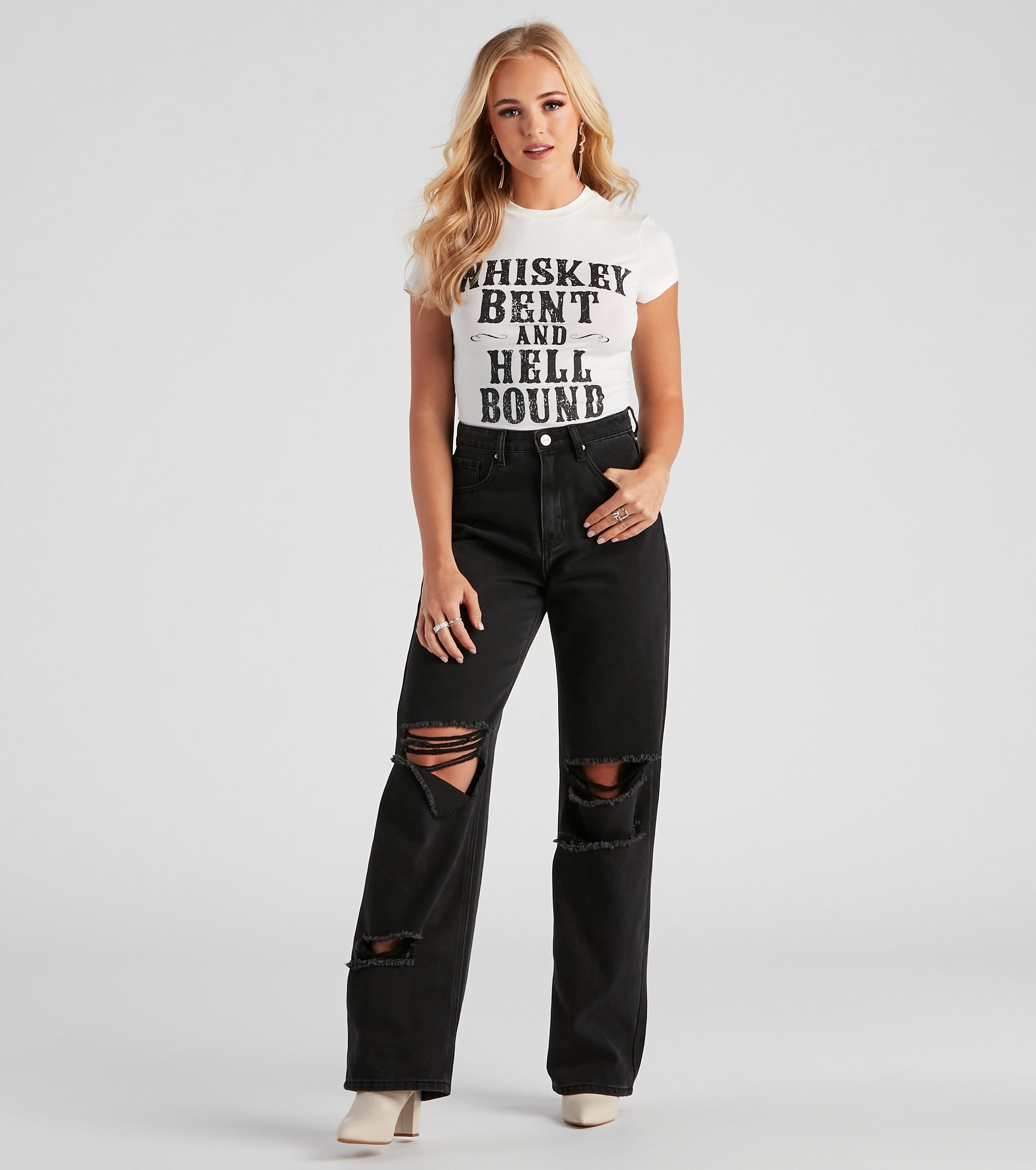 Pour The Whiskey Graphic Crop Tee sold by Windsor product image thumbnail 3