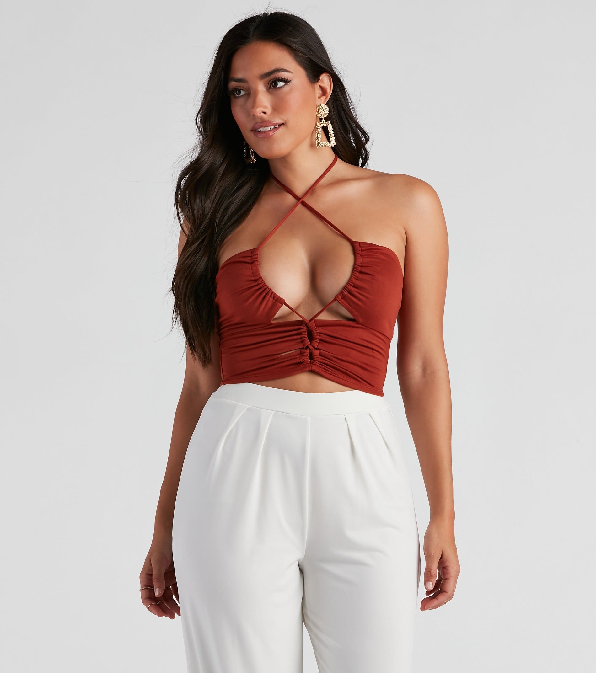 Strings Attached Halter Crop Top sold by Windsor