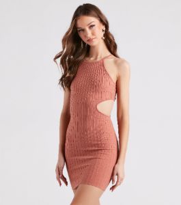 Whatever Rib Takes Cutout Mini Dress sold by Windsor