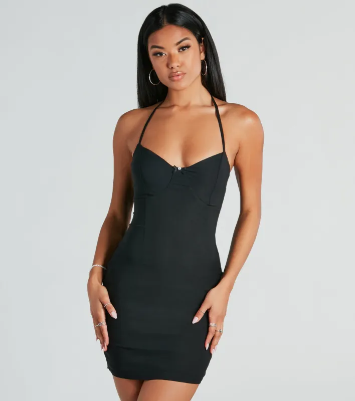 Love Me Flower Bow Halter Mini Dress sold by Windsor