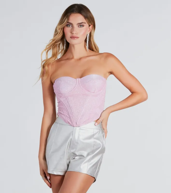 Suave Sparkle Strapless Glitter Bustier sold by Windsor