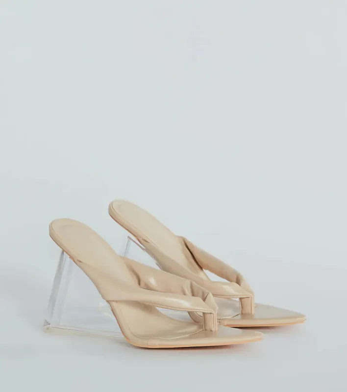 Chic Mode Thong Strap Cutout Clear Wedges sold by Windsor