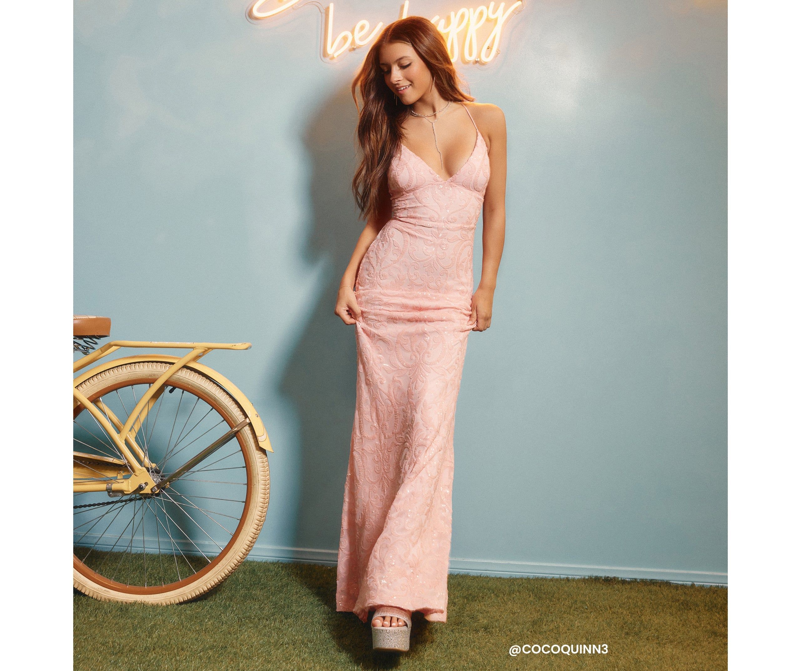 PLACEHOLDER - Bethanie Formal Sequin V-Neck Mermaid Dress sold by Windsor