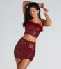 Save A Dance Sequin Marabou Crop Top sold by Windsor