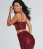 Save A Dance Sequin Marabou Crop Top sold by Windsor