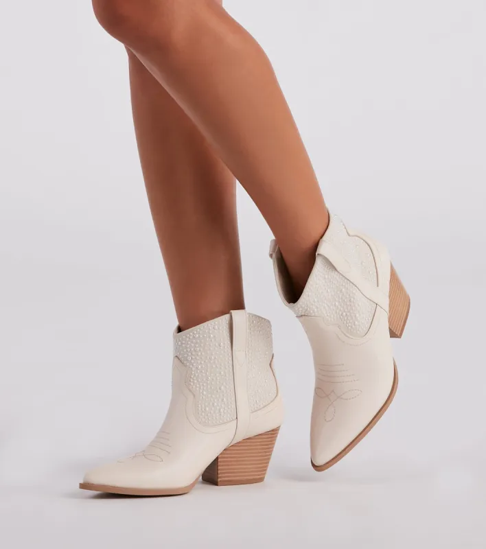 Country Babe Pearl Detailed Western Booties sold by Windsor