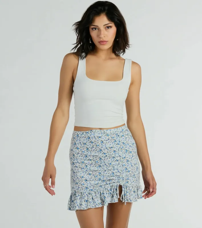 Spring Mentality Ditsy Floral Ruffle Mini Skirt sold by Windsor