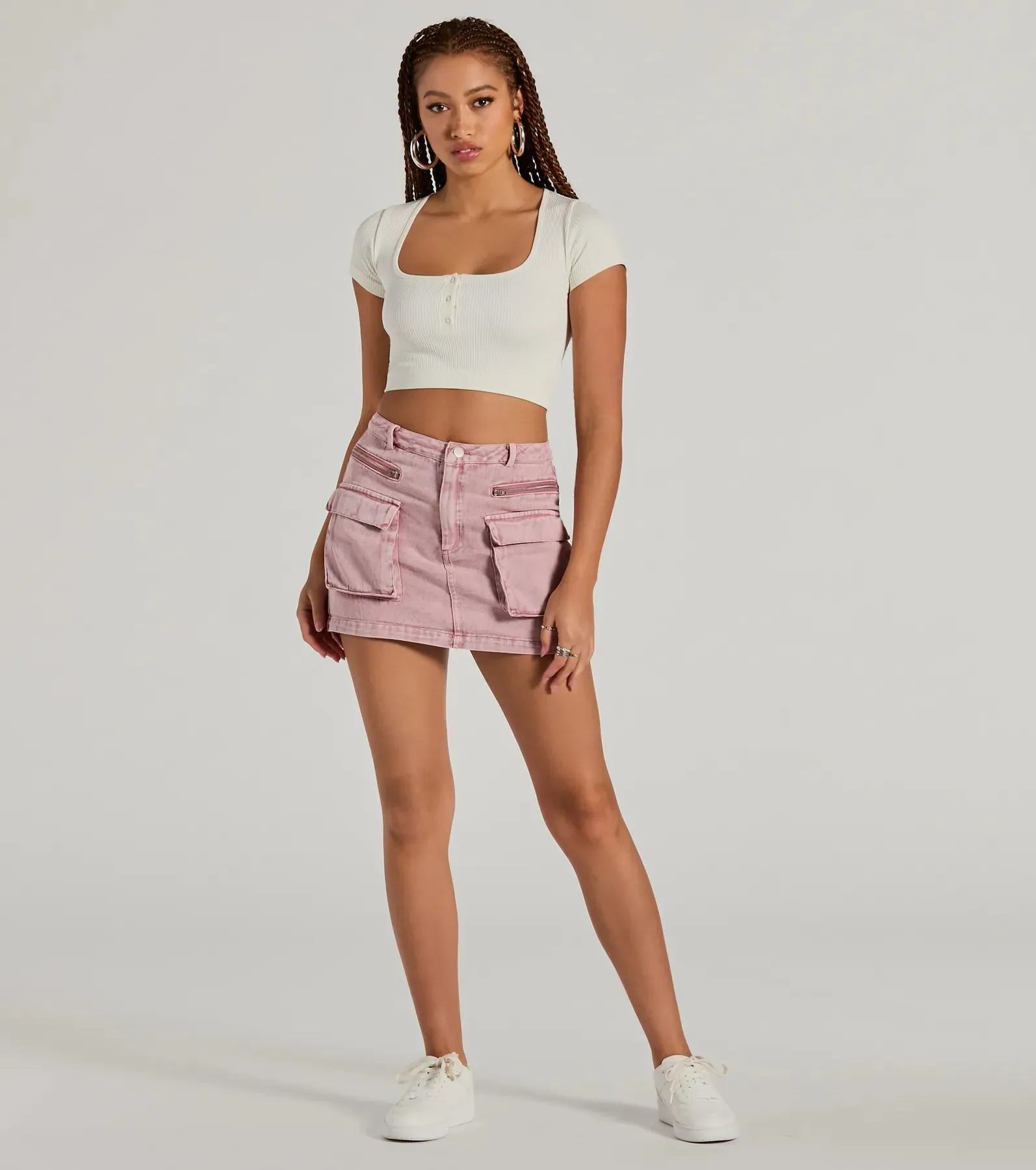 Cool Factor Cargo Denim Mini Skirt sold by Windsor product image thumbnail 4