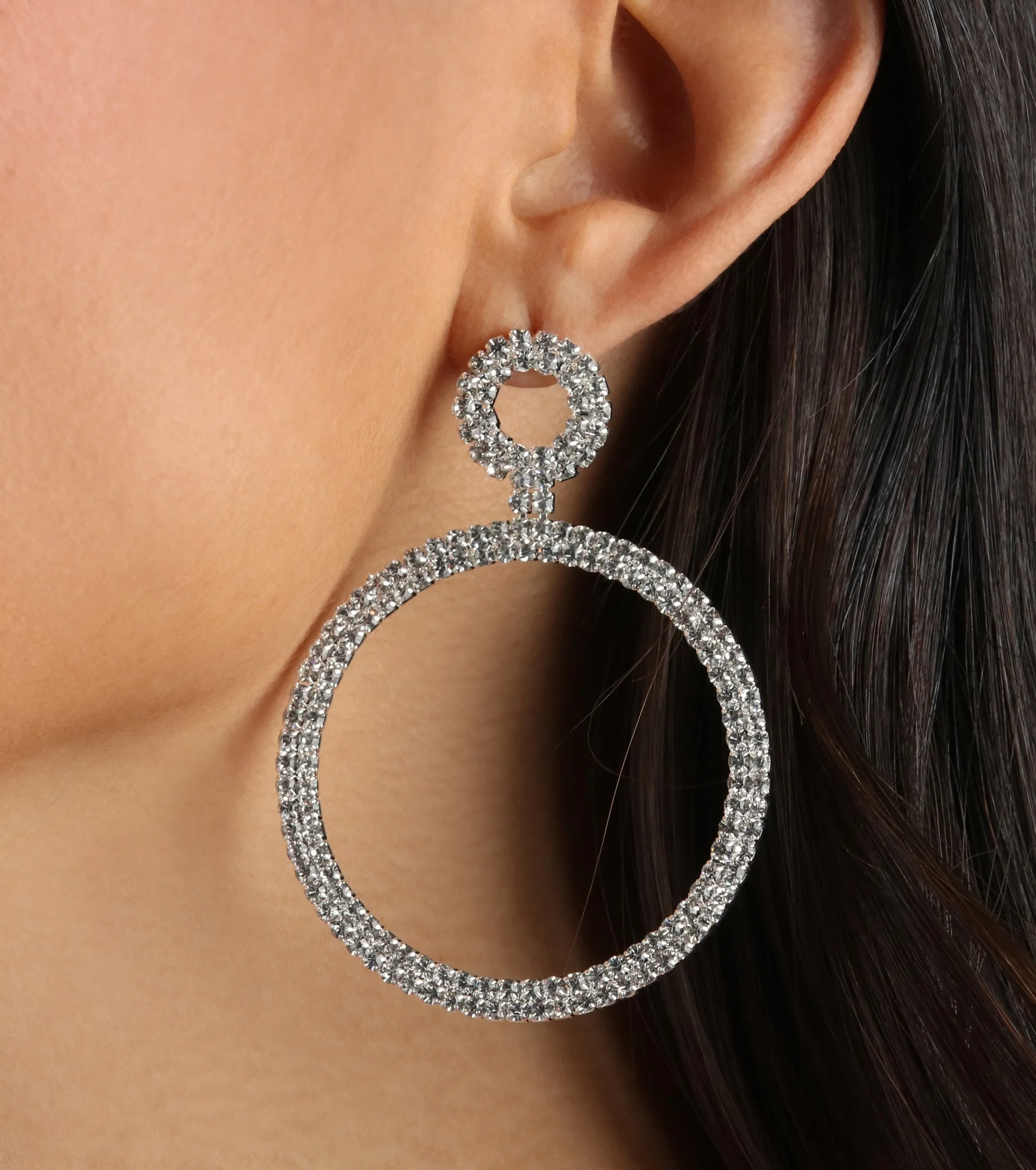 Treasured By Design Rhinestone Hoop Earrings sold by Windsor product image thumbnail 2