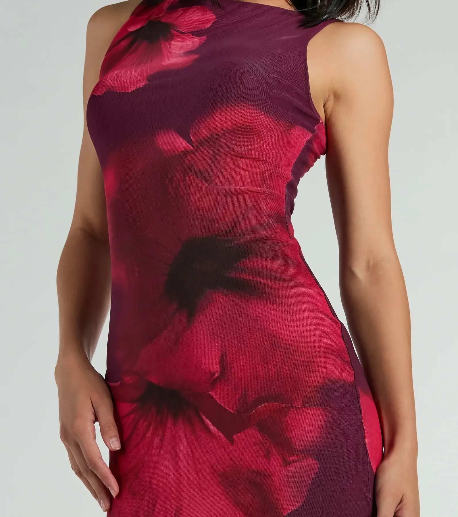 Blooming Bouquet Sleeveless Floral Mesh Mini Dress sold by Windsor product image thumbnail 4