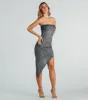 Sparkly Spectacle Glitter Strapless Midi Dress sold by Windsor