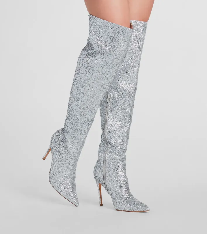 Truly Sparkled Glitter Over-The-Knee Boots sold by Windsor