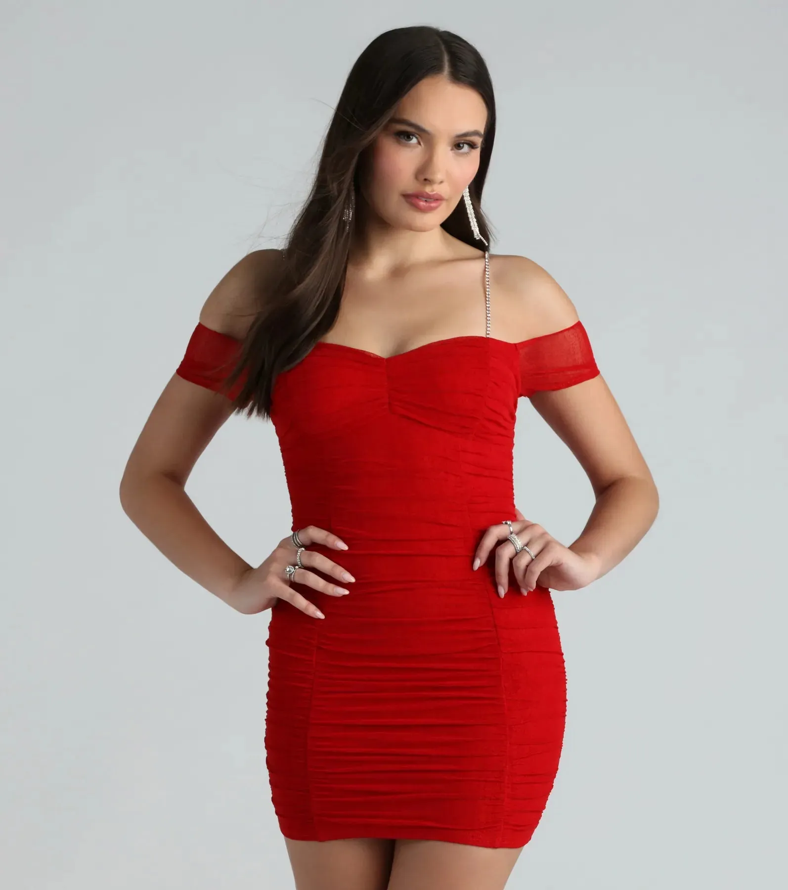 Heart For Bling Rhinestone Strap Mini Dress sold by Windsor