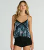 Alluring Bloom Abstract Floral Lace Trim Crop Top sold by Windsor